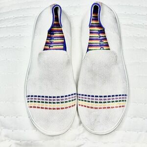Rothy's‎ The Kids Sneaker White Rainbow Knit Fabric Slip On Casual~Girls US 3